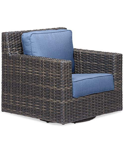 Furniture Viewport Wicker Outdoor Swivel Glider With Sunbrella Cushions Created For Macy S Reviews Furniture Macy S