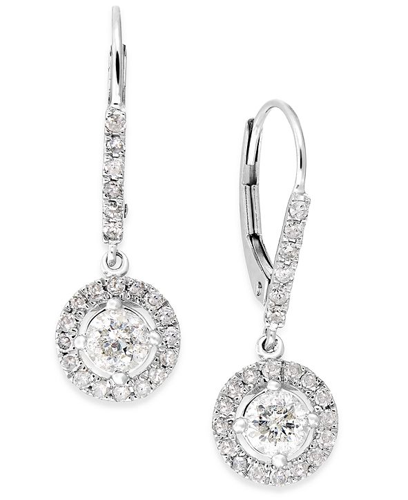 Macy's Diamond Dangle Drop Earrings in 14k White Gold (1 ct. t.w ...