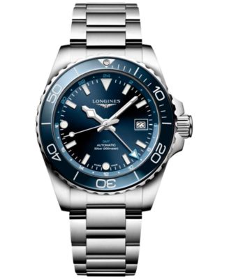 Мужские швейцарские часы Longines с автоматическим управлением HydroConquest GMT на браслете из нержавеющей стали 41 мм