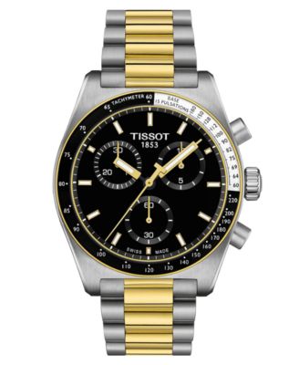 Мужские швейцарские часы-хронограф Tissot PRS 516 с двухцветным браслетом из нержавеющей стали, 40 мм