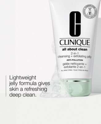 Clinique All About Clean™ 2-в-1 Очищающее средство для лица + отшелушивающее желе с салициловой кислотой, 5 унций, без цвета