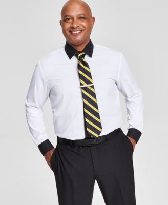 Мужская приталенная однотонная рубашка с черной отделкой из коллекции Tayion