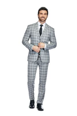 Элегантный мужской костюм в клетку Gino Vitale Slim Fit из 3 предметов