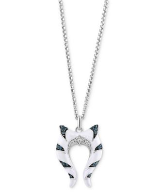 Ювелирные украшения Star Wars Wonder Fine Jewelry с лондонским голубым топазом (1/5 карата) и бриллиантовой эмалью Ahsoka Star Wars 18-дюймовое колье-подвеска из чистого серебра
