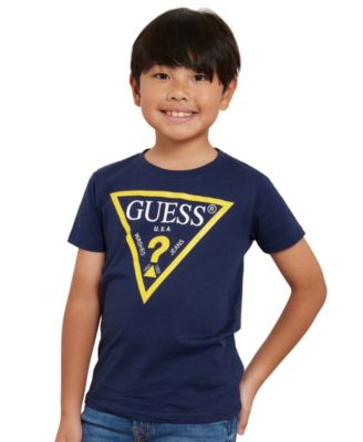 Классическая футболка с логотипом GUESS Big Boys из мягкого джерси с коротким рукавом синего цвета