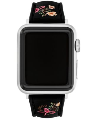 Женский черный силиконовый ремешок COACH с цветочным принтом для Apple Watch 38мм, 40мм, 41мм