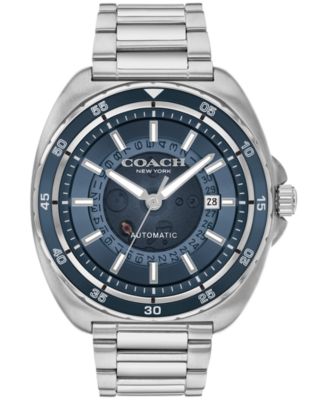 Мужские часы COACH's Charter с автоподзаводом из нержавеющей стали, серебристые, 44,5 мм