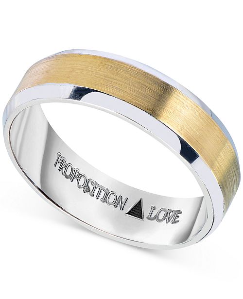 Proposition Love Men S Wedding Band In 14k White And Yellow Gold Reviews Rings Jewelry Watches Macy S