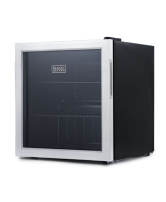 Холодильник для напитков BLACK+DECKER объемом 1,7 кубических фута с двойной стеклянной дверцей, вместимостью 63 банки