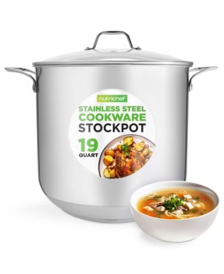 Кастрюля для бульона NutriChef из нержавеющей стали объемом 19 Л, Сверхпрочная индукционная кастрюля, Кастрюля для супа с крышкой