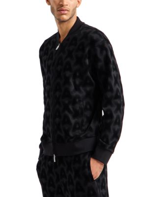 Мужская толстовка с логотипом AX Armani Exchange из флока на молнии