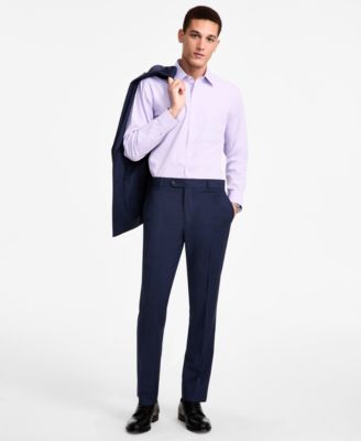 Мужские стрейчевые костюмные брюки классического кроя из смесовой шерсти в тонкую полоску Brooks Brothers B by 38090₽