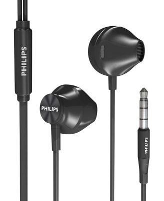 Проводные наушники PHILIPS - Неодимовые динамики, встроенный микрофон, Эргономичный дизайн, удобная посадка, разъем 3,5 мм и легкий вес для ежедневного использования. Черный