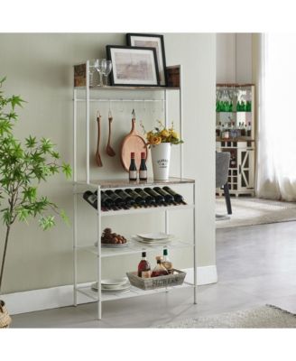 Стеллаж для выпечки Kings Brand Furniture Red Tile вместимостью 9 винных бутылок и 8 крючков - Кухонный органайзер для хранения