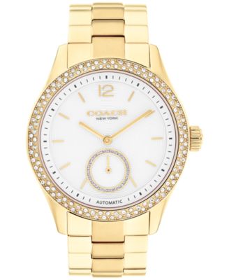 Женские автоматические часы Brooks COACH с золотистым браслетом из нержавеющей стали, 38 мм