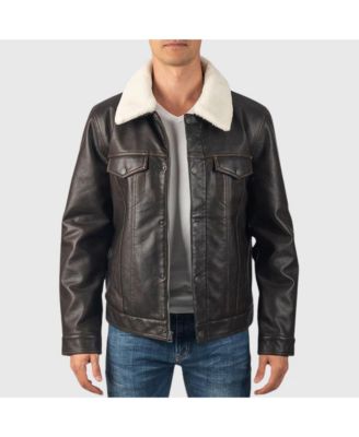 Альпийская швейцарская мужская приталенная куртка дальнобойщика Aaron с воротником шерпа, повседневное пальто из искусственной кожи