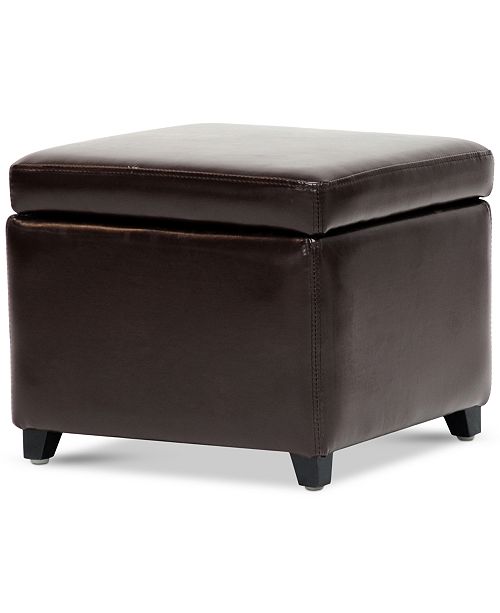 Furniture Brant Small Faux Leather Storage Cube Ottoman Reviews Furniture Macy S