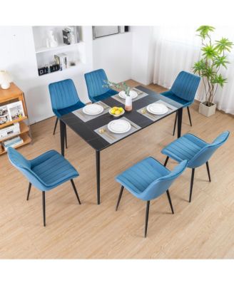 Набор DYHOME из 6 обивок из ворсистого бархата, металлический каркас в стиле середины века, Обеденные стулья с мягкими сиденьями