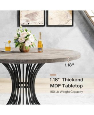 Круглый обеденный стол Tribesigns на 4 персоны, Деревянный обеденный стол 47 дюймов, Круглый кухонный стол, Промышленный обеденный стол с металлическим основанием для кухни, гостиной