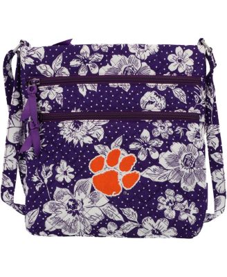 Сумка через плечо Vera Bradley Rain Garden Triple-Zip Clemson Tigers, фиолетовая