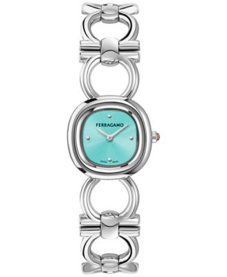 Женские швейцарские часы-браслет Ferragamo с двойным звеном Gancini из нержавеющей стали, серебро 25 мм