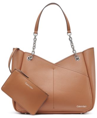 Большая сумка-тоут Calvin Klein Zoe коричневого цвета