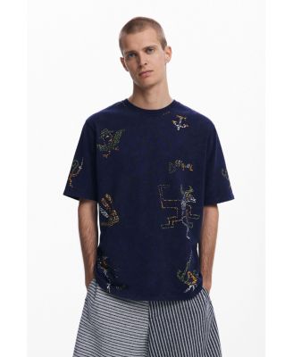 Мужская футболка Desigual с вышивкой в стиле трайбл