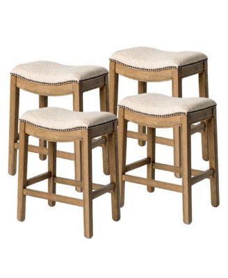 Кухонный табурет-седло Maven Lane Adrien без спинки, отделка натуральным деревом, Набор из 4 предметов без цвета