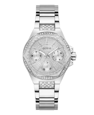 Женские многофункциональные серебристые часы GUESS из нержавеющей стали, 38 мм