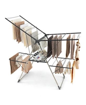 Двухъярусная сушилка для одежды с 33 сушильными рейками и регулируемыми по высоте крыльями чайки