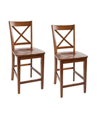 Классический табурет Simplicity из массива дерева с Х-образной спинкой (комплект из 2-х)