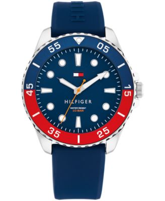 Мужские кварцевые часы Tommy Hilfiger с синим силиконовым ремешком, 42 мм, синие