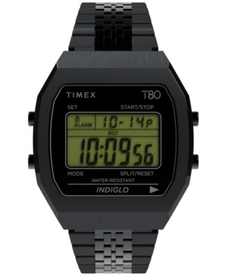 Мужские кварцевые цифровые часы Timex из нержавеющей стали черного цвета, 36 мм