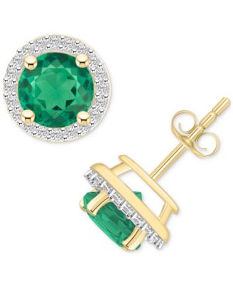 Женские серьги Macy's с лаб. изумрудом и бел. сапфиром, 10K