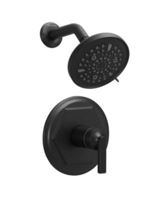 Круглый смеситель для тропического душа Greenspring с одной ручкой и 9 распылителями, 1,8 GPM, с клапаном регулировки давления. Матово-черный