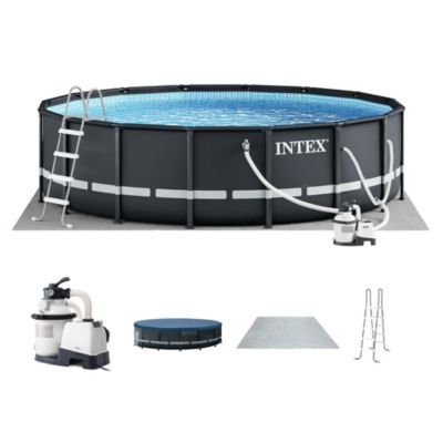 Комплект для наружного каркасного бассейна Intex Ultra XTR 16 футов x 48 дюймов с надземным бассейном с насосом без цвета