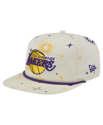 Мужская бейсболка-бейсболка для гольфа New Era кремового цвета Los Angeles Lakers Lunar