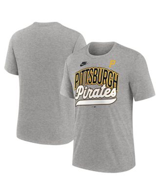 Мужская футболка Nike Heather Gray Pittsburgh Pirates Cooperstown Collection в стиле ретро из трех частей.