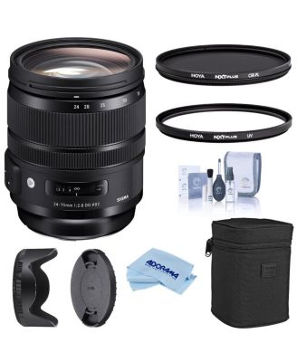Объектив Sigma 24-70mm F2.8 DG OS HSM ART для цифровых зеркальных фотокамер Nikon (576955) с гарантией США, в комплекте с 10-слойным круговым покрытием HMC Hoya NXT Plus 82 мм, черный