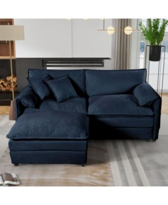 Секционный диван из синели с глубоким сиденьем и пуфиком Streamdale Furniture 1 Count