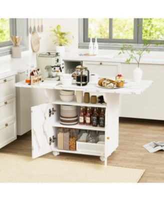 Streamdale Furniture 47" Деревянный съемный стол для прихожей на 6 колесиках Складной обеденный стол белого цвета