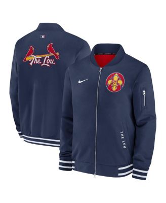 Мужская куртка-бомбер Nike Navy St. Louis Cardinals Authentic Collection City Connect с застежкой-молнией на всю длину.