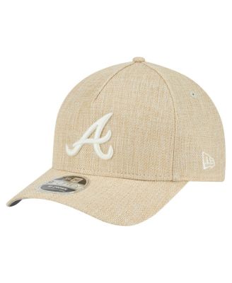 Мужская бежевая шляпа Atlanta Braves из хлопчатобумажной ткани M-Crown A-образной формы с регулируемой длиной 9 ДЮЙМОВ от New Era