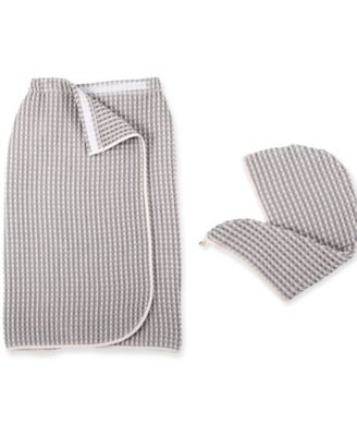 Набор для обертывания тела и волос из чистого окрашенного в вафельный цвет небеленого хлопка DKNY