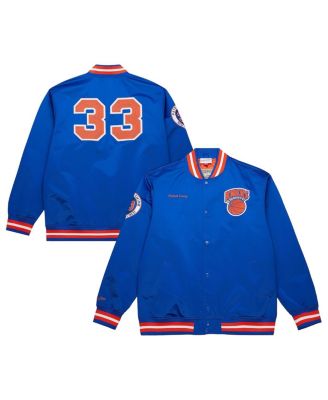 Мужская атласная куртка Mitchell & Ness Patrick Ewing Royal New York Knicks Legends из атласа с застежкой на пуговицы