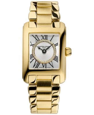 Женские швейцарские часы Frederique Constant с бриллиантом Carree (1/20 карата) на браслете из нержавеющей стали золотистого оттенка, 23 мм золото
