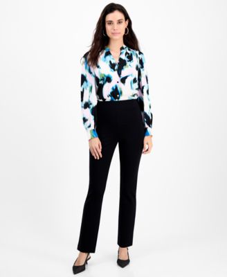 Узкие брюки прямого кроя с высокой посадкой I.N.C. International Concepts, эксклюзивный черный цвет Macy's