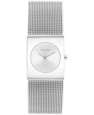 Женские часы-браслет Calvin Klein CK Pulse серебристого цвета с сетчатым браслетом из нержавеющей стали 21,5 мм серебристого цвета