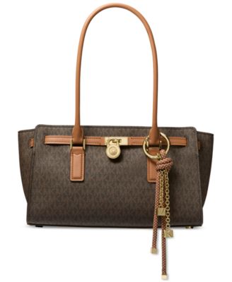 Сумка-ранец с фирменным логотипом Michael Kors Hamilton Moderne Medium коричнево-бежевого цвета
