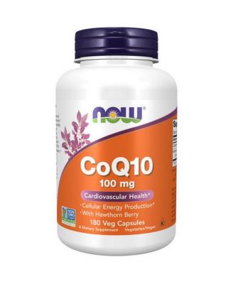 Now Foods CoQ10 с ягодами боярышника Вегетарианский, 100 мг, 180 капсул без цвета